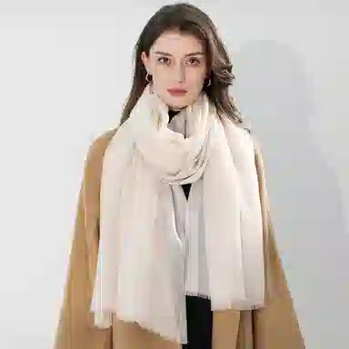 一米画纱 轻奢色织轻盈柔软亲肤细腻保暖外搭气质披肩高级感 山羊绒 绒线围巾 女款