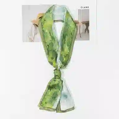 一米画纱 时尚百搭真丝双层喷绘飘带优雅气质长条领巾轻盈装饰 桑蚕丝 丝巾 女款