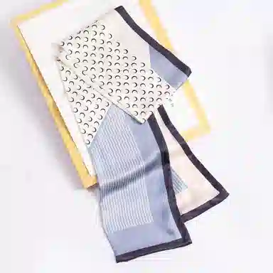 一米画纱 时尚百搭真丝双层喷绘飘带优雅气质长条领巾轻盈装饰 桑蚕丝 丝巾 女款