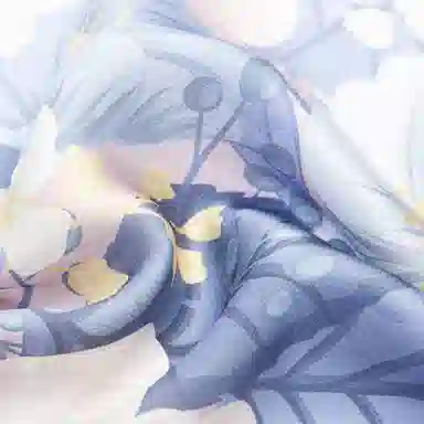 一米画纱 丝绸质感花卉图案国风印花真丝方巾踏青郊游装饰领巾拍照搭配 桑蚕丝 丝巾 女款