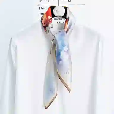 一米画纱 丝绸质感花卉图案国风印花真丝方巾踏青郊游装饰领巾拍照搭配 桑蚕丝 丝巾 女款