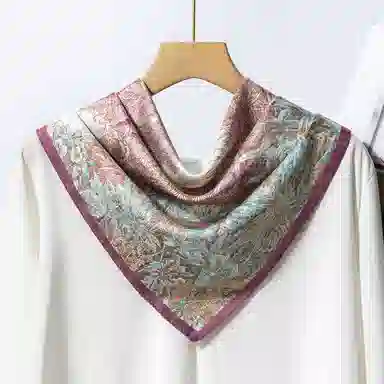 一米画纱 双面双色斜纹绸精致工艺喷绘真丝方巾优雅气质西装领巾 桑蚕丝 丝巾 女款