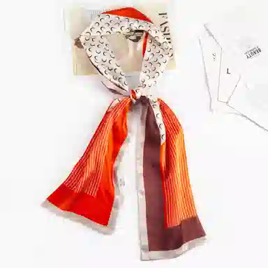 一米画纱 时尚百搭真丝双层喷绘飘带优雅气质长条领巾轻盈装饰 桑蚕丝 丝巾 女款