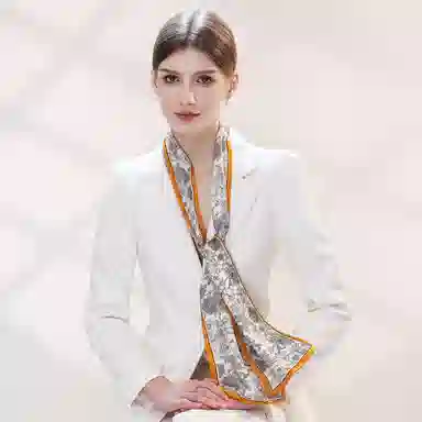 一米画纱 时尚百搭真丝双层喷绘飘带优雅气质长条领巾轻盈装饰 桑蚕丝 丝巾 女款