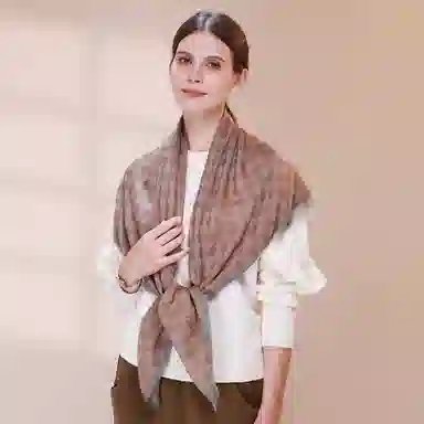 一米画纱 高格调细密轻盈柔软舒适亲肤保暖大方巾清新水溶色织格优雅个性毛须边 绵羊毛 绒线围巾 女款