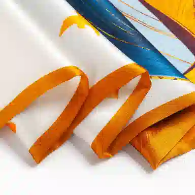 一米画纱 时尚百搭真丝双层喷绘飘带优雅气质长条领巾轻盈装饰 桑蚕丝 丝巾 女款