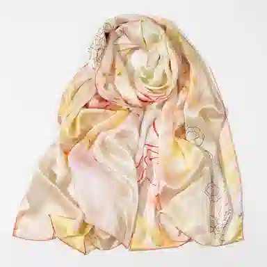 一米画纱 轻奢古典清新国风优雅印花奢靡系列气质旗袍 桑蚕丝 丝巾 女款