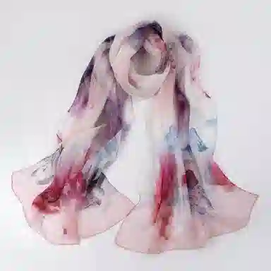 一米画纱 田园花卉轻盈飘逸中式浪漫雪纺真丝沙巾丝滑细腻披肩 桑蚕丝 丝巾 女款