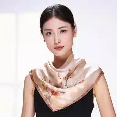 一米画纱 丝绸质感花卉图案国风印花真丝方巾踏青郊游装饰领巾拍照搭配 桑蚕丝 丝巾 女款