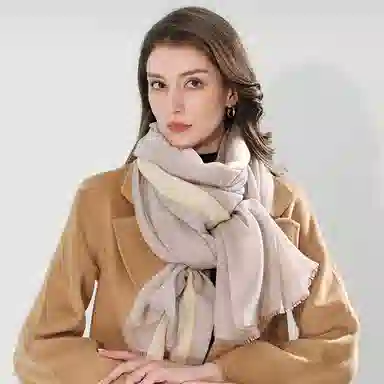 一米画纱 轻奢色织轻盈柔软亲肤细腻保暖外搭气质披肩高级感 山羊绒 绒线围巾 女款