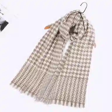 一米画纱 温暖柔软优雅舒适日式暖糯厚实色织格细腻亲肤保暖披肩青春洋气时尚 绵羊毛 绒线围巾 女款