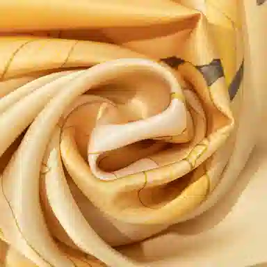 一米画纱 紫薇系列高级感立体花朵钉珠素绉缎旗袍外出中式印花 桑蚕丝 丝巾 女款