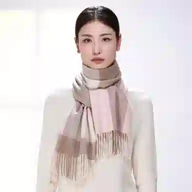 一米画纱 柔软触感经典格纹加厚保暖舒适格子条纹撞色流苏 山羊绒 绒线围巾 男女同款情侣款