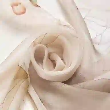 一米画纱 清新飘逸国风真丝雪纺喷绘沙巾气质仙仙花卉印花旅游拍照 桑蚕丝 丝巾 女款