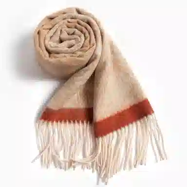 一米画纱 优雅保暖高级气质提花粗纺工艺加厚保暖高端轻奢优雅流苏 山羊绒 绒线围巾 女款