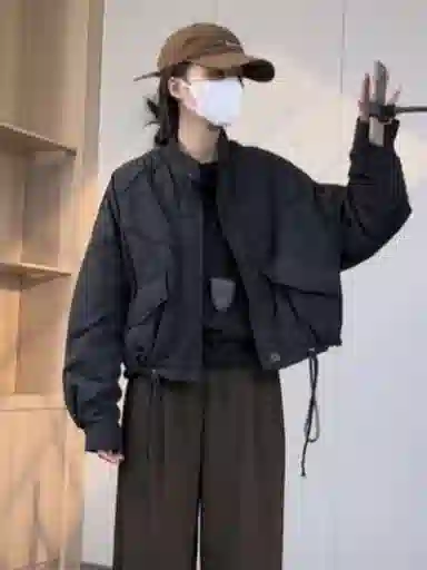 邦固依品 夹棉立领外套女秋冬款小个子宽松休闲保暖夹克棉衣棉服 女款