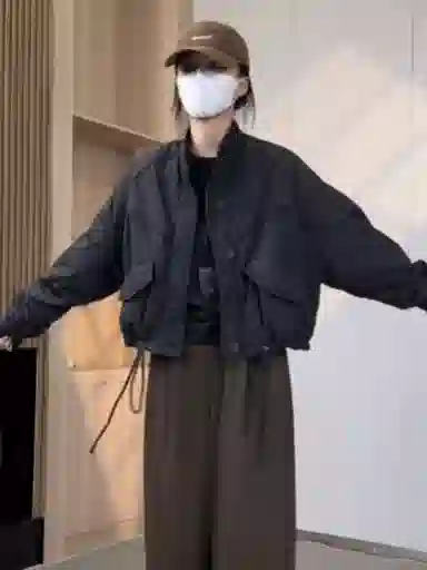 邦固依品 夹棉立领外套女秋冬款小个子宽松休闲保暖夹克棉衣棉服 女款