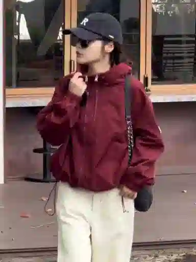 邦固依品 高级感连帽短款外套女春季小个子宽松显瘦冲.锋衣薄上衣夹克 女款