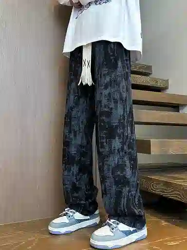 邦固依品 美式扎染长裤男秋季炸街潮牌潮流青少年宽松直筒裤子休闲裤 男款