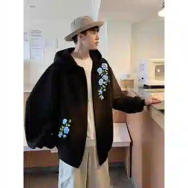 Duoyi Floral Logo Hoodie Jacket