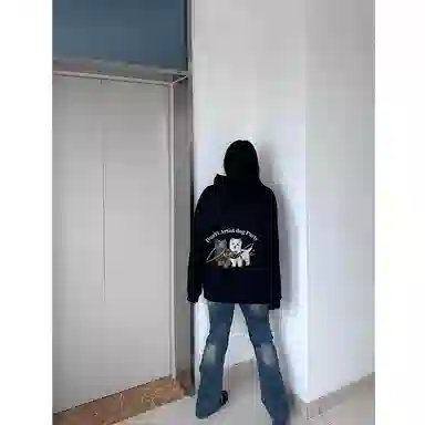 Duoyi Retro Dog Print Hoodie