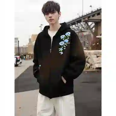 Duoyi Floral Logo Hoodie Jacket