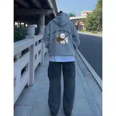 Duoyi Retro Dog Print Hoodie