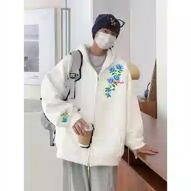 Duoyi Floral Logo Hoodie Jacket