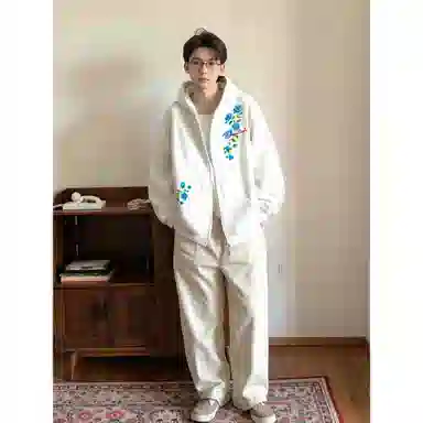 Duoyi Floral Logo Hoodie Jacket