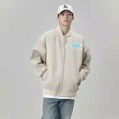 大卫贝肯 美式潮流高街复古印花字母拉链宽松百搭舒适加厚保暖防风休闲夹克 男女同款