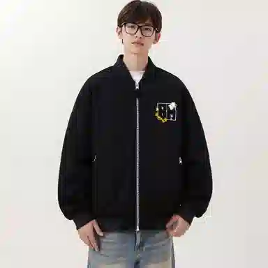 大卫贝肯 美式潮流高街复古印花字母拉链宽松百搭舒适加厚保暖防风夹克 男女同款