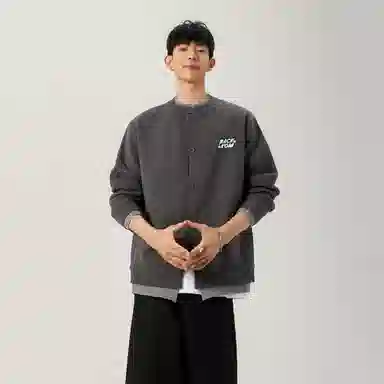 大卫贝肯 日系学院风基础款假两件纯色简约可拆卸胸针韩系慵懒感开衫无性别主义高级感长袖毛衣 男女同款