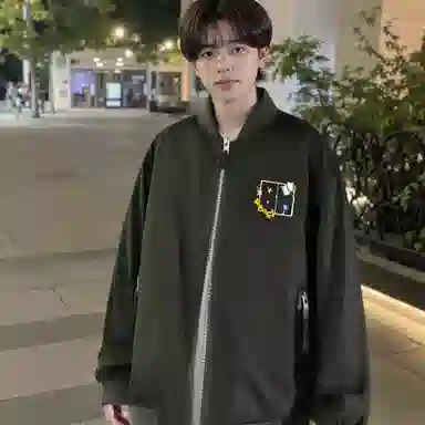 大卫贝肯 美式潮流高街复古印花字母拉链宽松百搭舒适加厚保暖防风夹克 男女同款