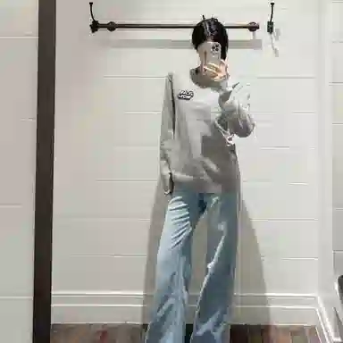 大卫贝肯 纯色基础款可拆卸胸针保暖宽松休闲慵懒百搭圆领韩系时尚长袖毛衣 男女同款