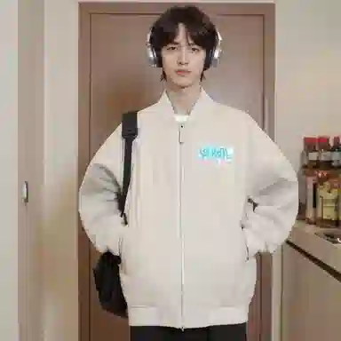 大卫贝肯 美式潮流高街复古印花字母拉链宽松百搭舒适加厚保暖防风休闲夹克 男女同款