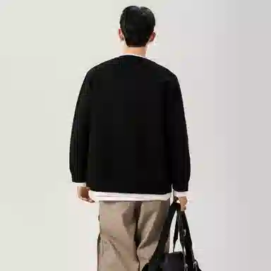 大卫贝肯 日系学院风基础款假两件纯色简约可拆卸胸针韩系慵懒感开衫无性别主义高级感长袖毛衣 男女同款