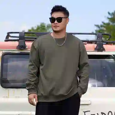 乔拉格 大码男装 净版套头圆领螺纹下摆卫衣 男女同款