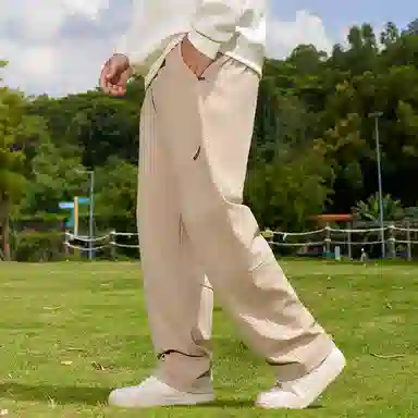 乔拉格 大码男装 宽松显瘦拼接直筒休闲裤 男女同款