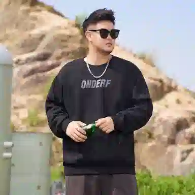 乔拉格 大码男装 扎染效果字母印花卫衣 男女同款