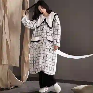 莫代尔 睡衣女珊瑚绒秋冬季保暖加厚法兰绒家居服女可外穿舒适睡袍/浴袍 女款