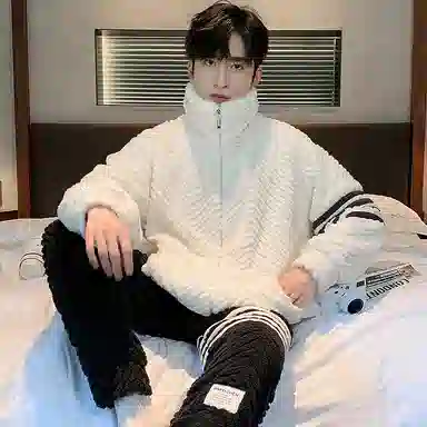 莫代尔 加绒加厚珊瑚绒秋冬季保暖法兰绒休闲时尚青年男生家居服睡衣套装 男款