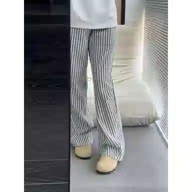 Gu Huo Fishbone Stripe Chenille Pants