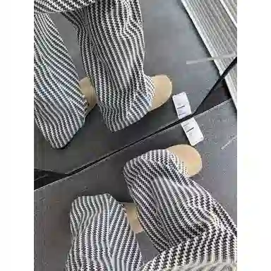 Gu Huo Fishbone Stripe Chenille Pants