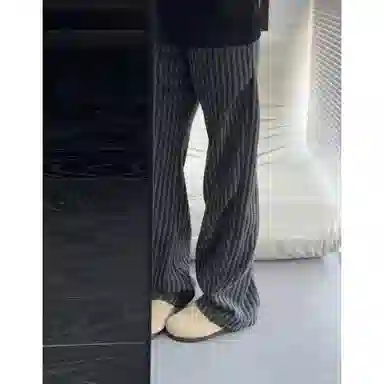 Gu Huo Fishbone Stripe Chenille Pants