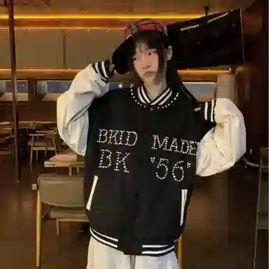 美式复古潮流拼接设计个性百搭棒球服 男女同款