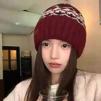 【费尔岛提花帽】 无限兔 秋冬保暖复古加厚针织防寒帽毛线显脸小护耳套 羊毛混纺 绒线帽 男女同款情侣款