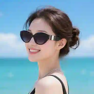 无限兔 高级感防紫外线女款户外海边出行轻奢复古拍照黑色墨镜防晒 太阳眼镜 男女同款情侣款