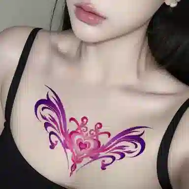 计轩  御姐纹身贴 防水女遮盖疤痕腹部腰胸口性感彩色贴纸