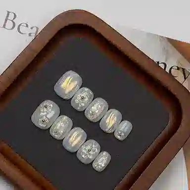 计轩 纯手工  穿戴甲 中长款透明色纯色 可爱
