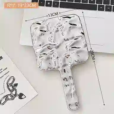 计轩 创意电镀高清便携方形手柄化妆镜